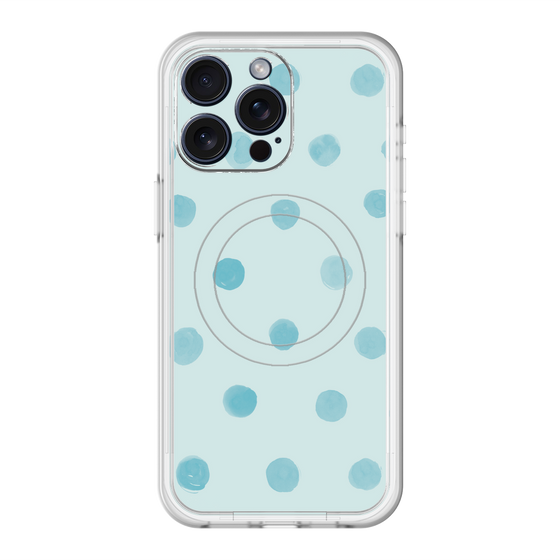 スリムプロテクションプレミアムケース with MagSafe［ 水彩ドット・レトロカラー - Light Blue ］
