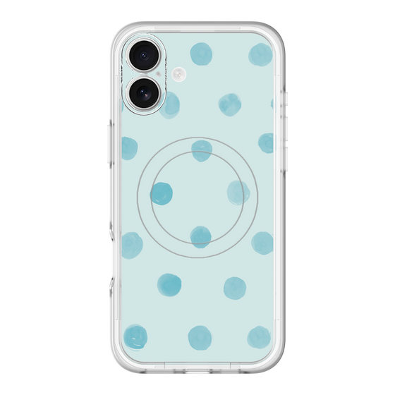 スリムプロテクションプレミアムケース with MagSafe［ 水彩ドット・レトロカラー - Light Blue ］