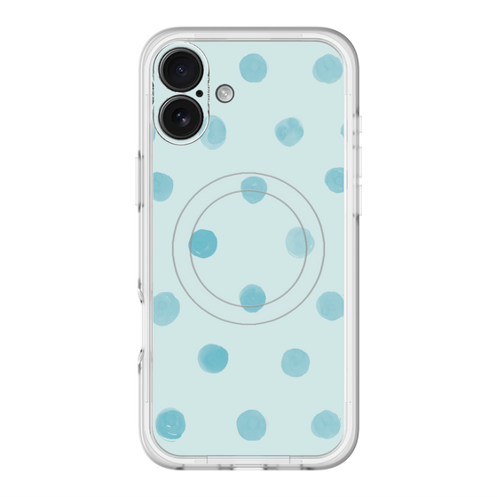 スリムプロテクションプレミアムケース with MagSafe［ 水彩ドット・レトロカラー - Light Blue ］