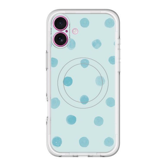 スリムプロテクションプレミアムケース with MagSafe［ 水彩ドット・レトロカラー - Light Blue ］