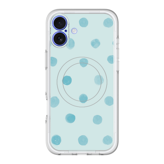 スリムプロテクションプレミアムケース with MagSafe［ 水彩ドット・レトロカラー - Light Blue ］