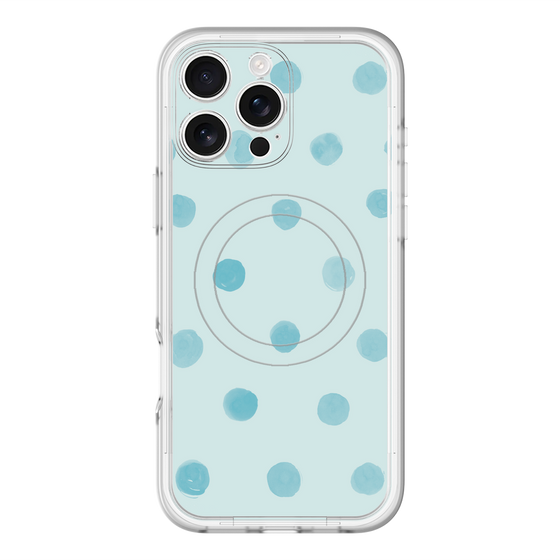 スリムプロテクションプレミアムケース with MagSafe［ 水彩ドット・レトロカラー - Light Blue ］