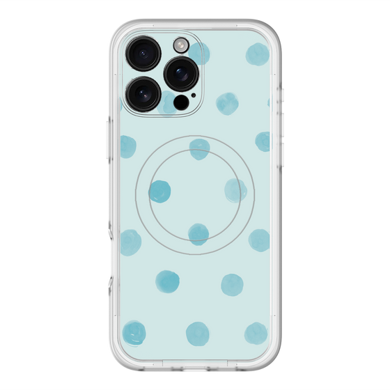 スリムプロテクションプレミアムケース with MagSafe［ 水彩ドット・レトロカラー - Light Blue ］