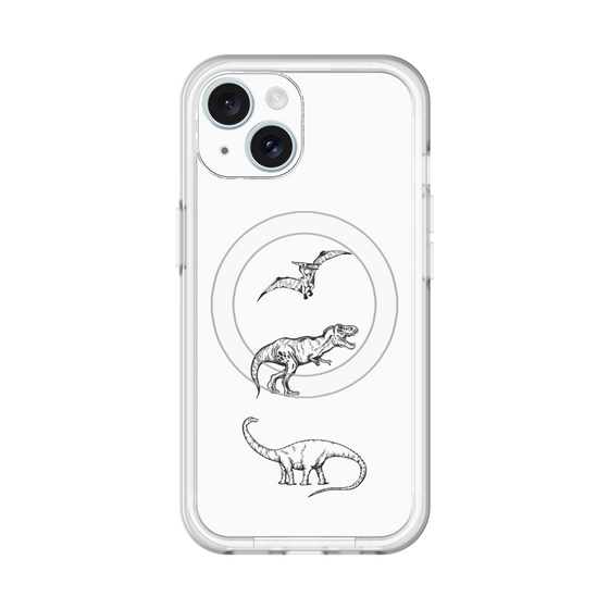 スリムプロテクションプレミアムケース with MagSafe［ Dinosaurs No.1 - White ］