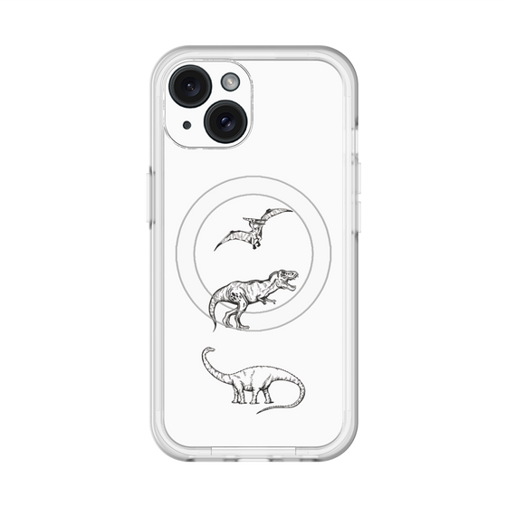 スリムプロテクションプレミアムケース with MagSafe［ Dinosaurs No.1 - White ］