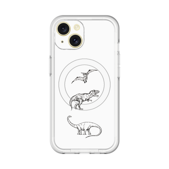 スリムプロテクションプレミアムケース with MagSafe［ Dinosaurs No.1 - White ］