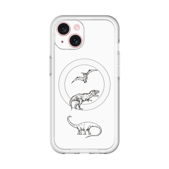 スリムプロテクションプレミアムケース with MagSafe［ Dinosaurs No.1 - White ］
