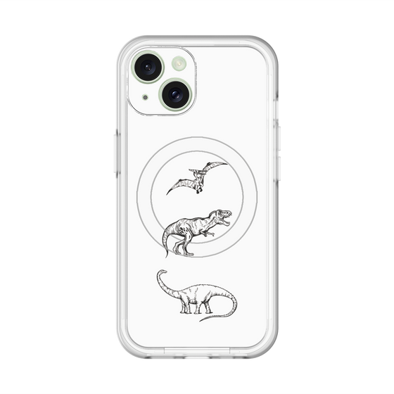スリムプロテクションプレミアムケース with MagSafe［ Dinosaurs No.1 - White ］