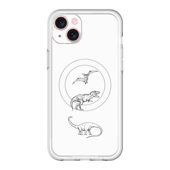 スリムプロテクションプレミアムケース with MagSafe［ Dinosaurs No.1 - White ］