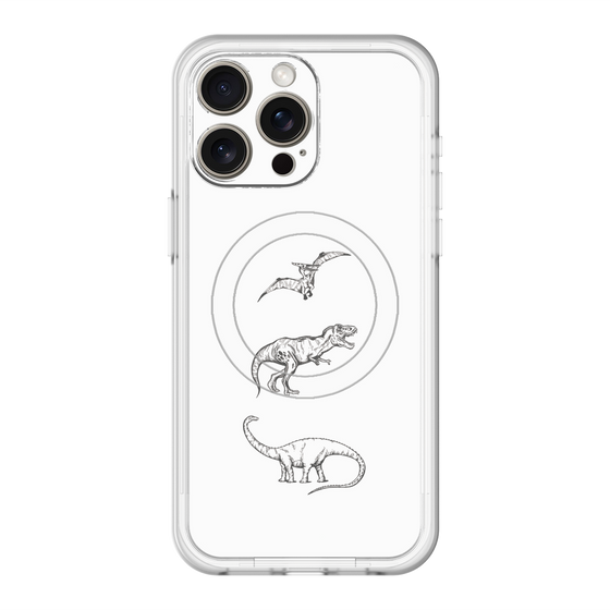 スリムプロテクションプレミアムケース with MagSafe［ Dinosaurs No.1 - White ］
