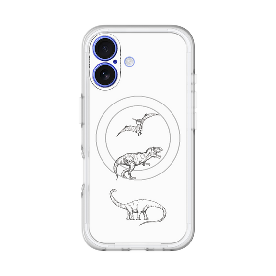 スリムプロテクションプレミアムケース with MagSafe［ Dinosaurs No.1 - White ］