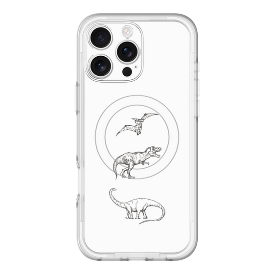 スリムプロテクションプレミアムケース with MagSafe［ Dinosaurs No.1 - White ］