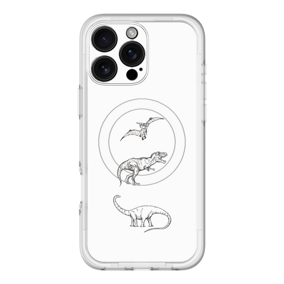 スリムプロテクションプレミアムケース with MagSafe［ Dinosaurs No.1 - White ］