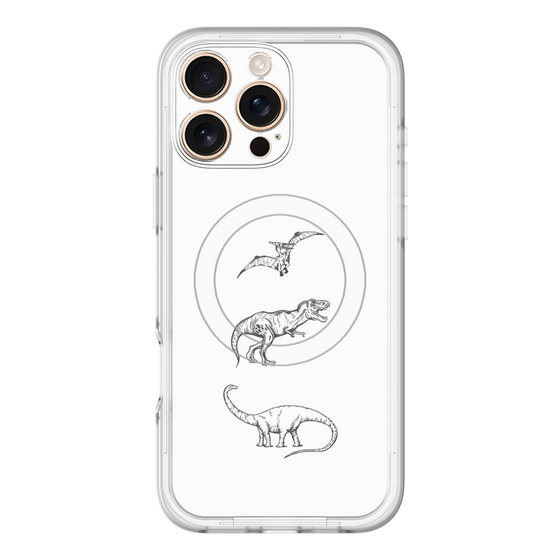 スリムプロテクションプレミアムケース with MagSafe［ Dinosaurs No.1 - White ］