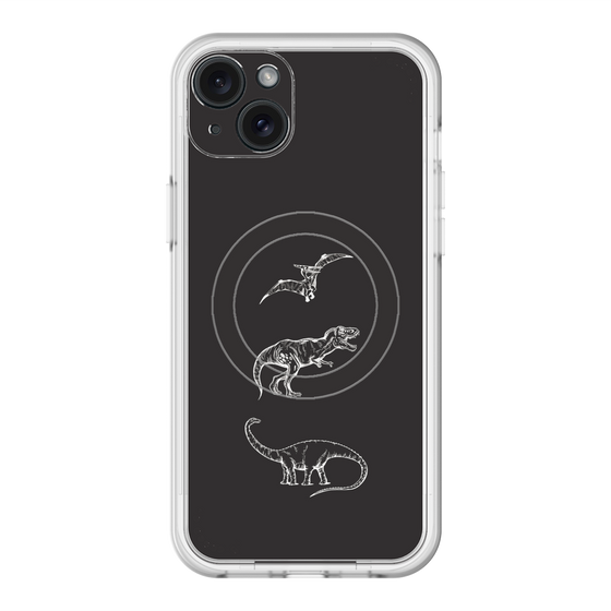 スリムプロテクションプレミアムケース with MagSafe［ Dinosaurs No.1 - Black ］