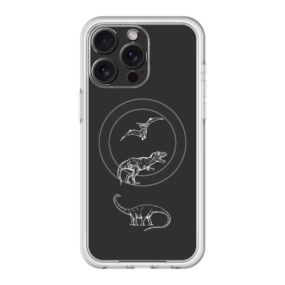 スリムプロテクションプレミアムケース with MagSafe［ Dinosaurs No.1 - Black ］