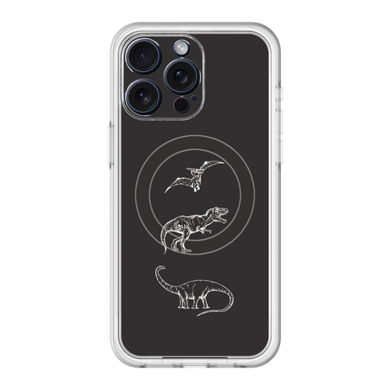 スリムプロテクションプレミアムケース with MagSafe［ Dinosaurs No.1 - Black ］