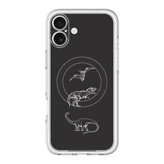 スリムプロテクションプレミアムケース with MagSafe［ Dinosaurs No.1 - Black ］