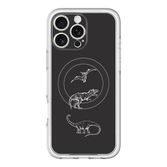 スリムプロテクションプレミアムケース with MagSafe［ Dinosaurs No.1 - Black ］