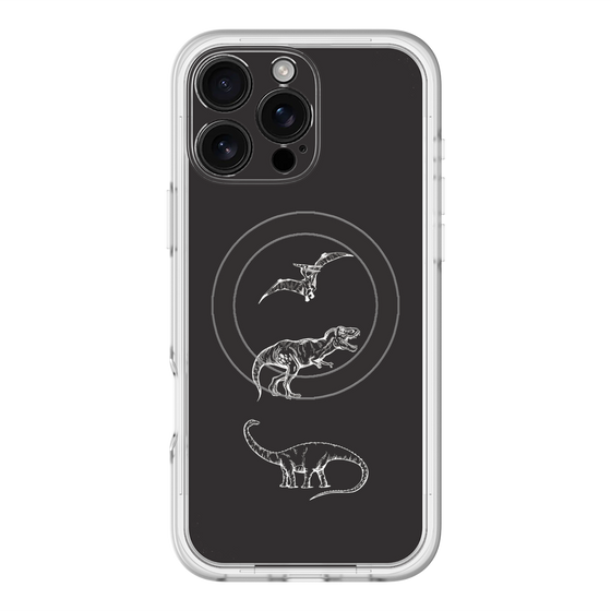 スリムプロテクションプレミアムケース with MagSafe［ Dinosaurs No.1 - Black ］