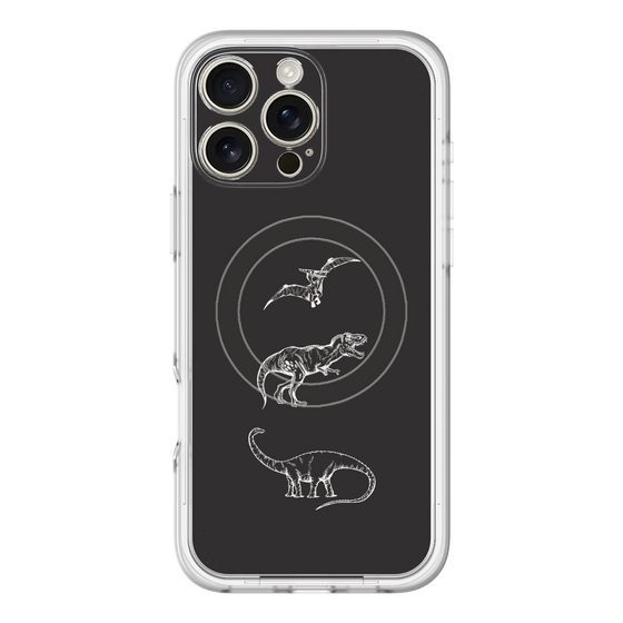 スリムプロテクションプレミアムケース with MagSafe［ Dinosaurs No.1 - Black ］