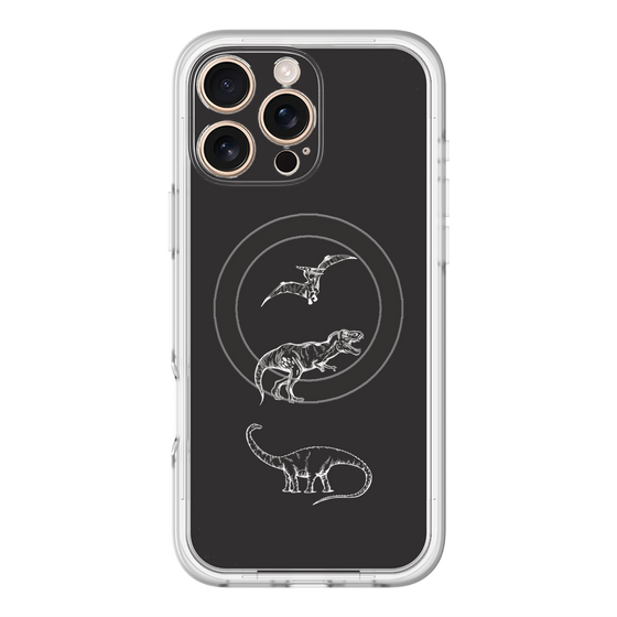 スリムプロテクションプレミアムケース with MagSafe［ Dinosaurs No.1 - Black ］