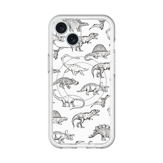 スリムプロテクションプレミアムケース with MagSafe［ Dinosaurs No.2 - White ］