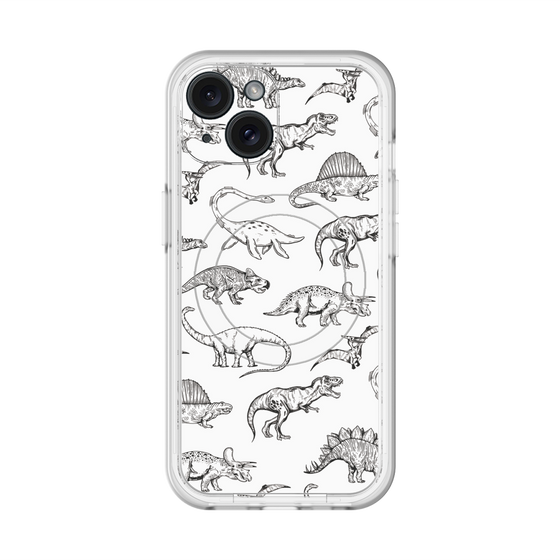 スリムプロテクションプレミアムケース with MagSafe［ Dinosaurs No.2 - White ］