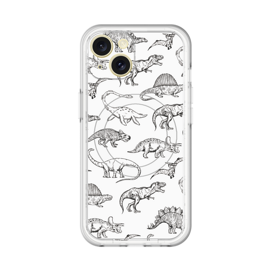 スリムプロテクションプレミアムケース with MagSafe［ Dinosaurs No.2 - White ］