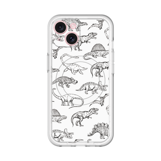 スリムプロテクションプレミアムケース with MagSafe［ Dinosaurs No.2 - White ］