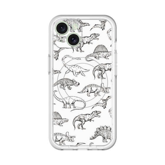 スリムプロテクションプレミアムケース with MagSafe［ Dinosaurs No.2 - White ］