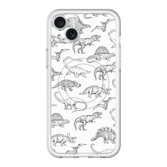 スリムプロテクションプレミアムケース with MagSafe［ Dinosaurs No.2 - White ］