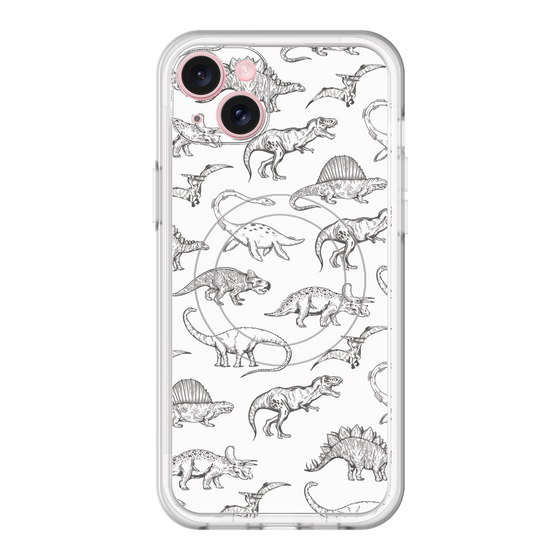 スリムプロテクションプレミアムケース with MagSafe［ Dinosaurs No.2 - White ］