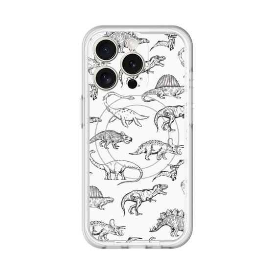 スリムプロテクションプレミアムケース with MagSafe［ Dinosaurs No.2 - White ］