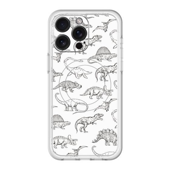スリムプロテクションプレミアムケース with MagSafe［ Dinosaurs No.2 - White ］