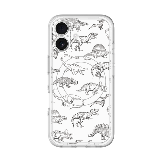 スリムプロテクションプレミアムケース with MagSafe［ Dinosaurs No.2 - White ］