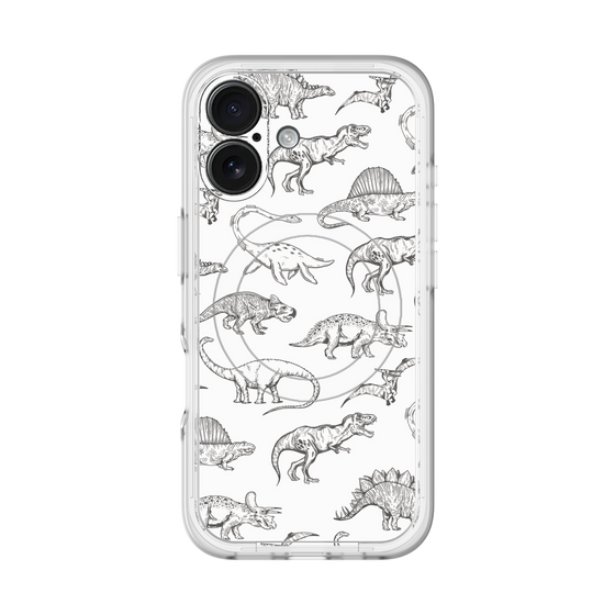 スリムプロテクションプレミアムケース with MagSafe［ Dinosaurs No.2 - White ］