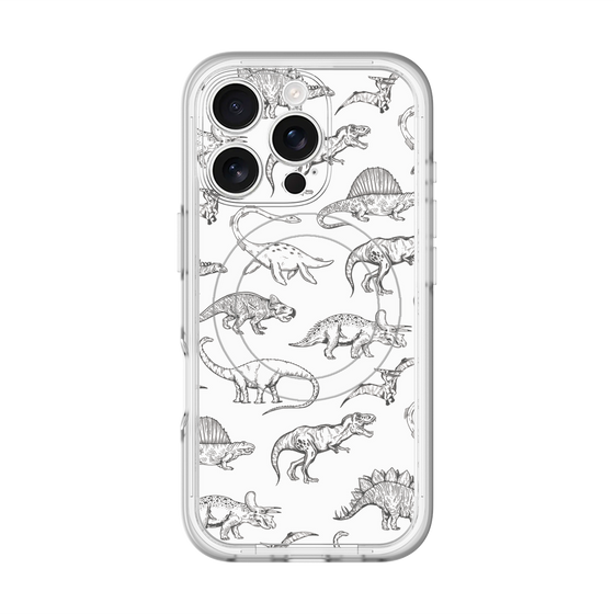 スリムプロテクションプレミアムケース with MagSafe［ Dinosaurs No.2 - White ］