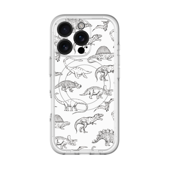 スリムプロテクションプレミアムケース with MagSafe［ Dinosaurs No.2 - White ］