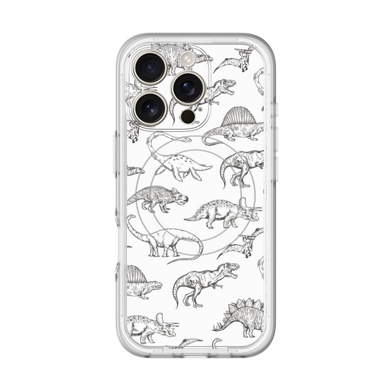 スリムプロテクションプレミアムケース with MagSafe［ Dinosaurs No.2 - White ］