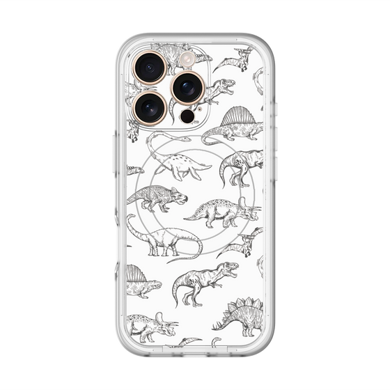 スリムプロテクションプレミアムケース with MagSafe［ Dinosaurs No.2 - White ］