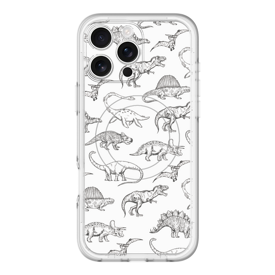 スリムプロテクションプレミアムケース with MagSafe［ Dinosaurs No.2 - White ］