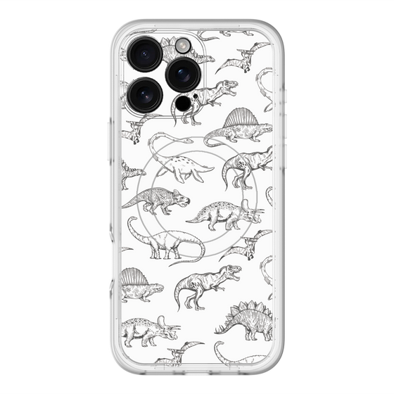 スリムプロテクションプレミアムケース with MagSafe［ Dinosaurs No.2 - White ］