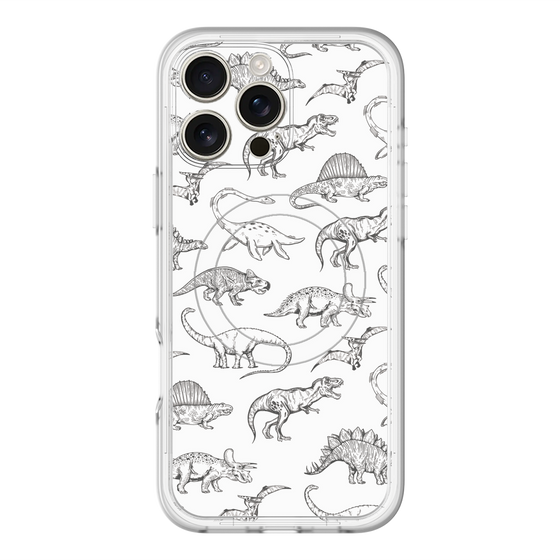 スリムプロテクションプレミアムケース with MagSafe［ Dinosaurs No.2 - White ］