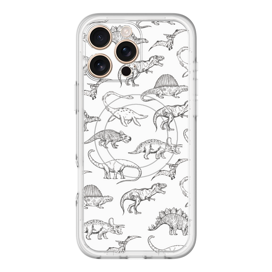 スリムプロテクションプレミアムケース with MagSafe［ Dinosaurs No.2 - White ］