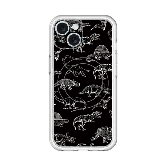 スリムプロテクションプレミアムケース with MagSafe［ Dinosaurs No.2 - Black ］