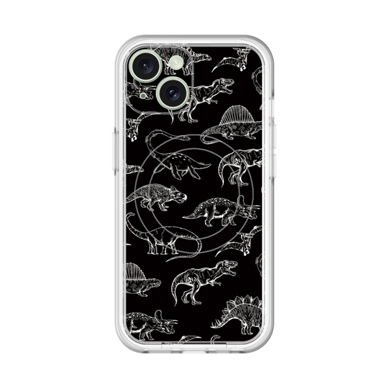 スリムプロテクションプレミアムケース with MagSafe［ Dinosaurs No.2 - Black ］