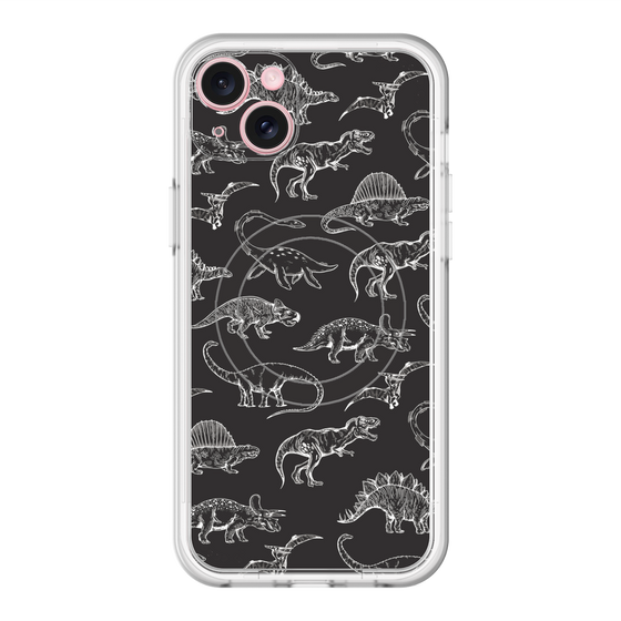 スリムプロテクションプレミアムケース with MagSafe［ Dinosaurs No.2 - Black ］