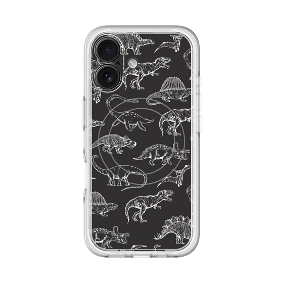 スリムプロテクションプレミアムケース with MagSafe［ Dinosaurs No.2 - Black ］