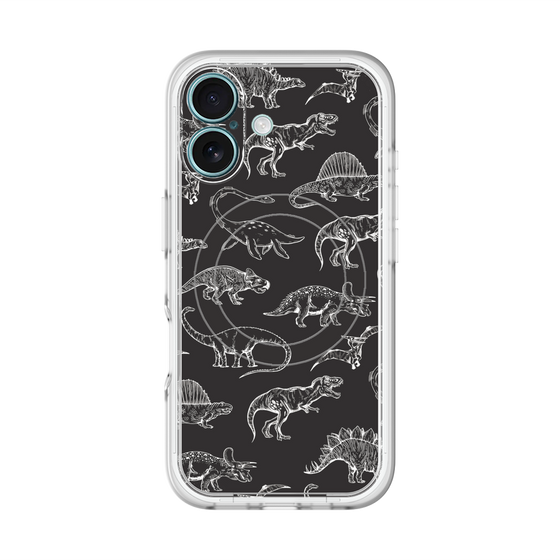 スリムプロテクションプレミアムケース with MagSafe［ Dinosaurs No.2 - Black ］
